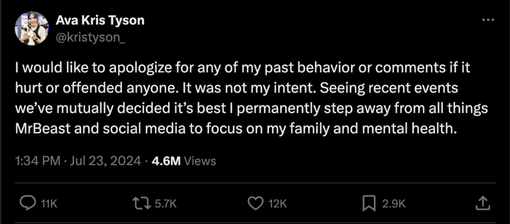 Ava Kris Tyson allegation response